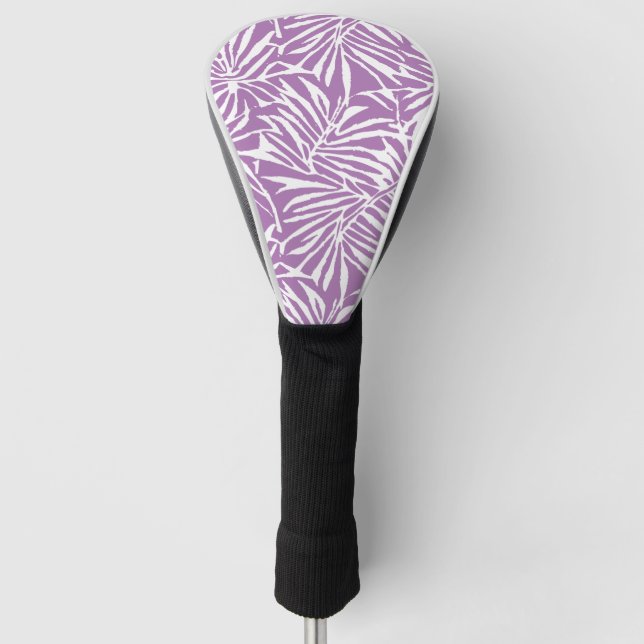 Pale Purple Tropical Leaf Repeating Pattern Golf Head Cover (Front)