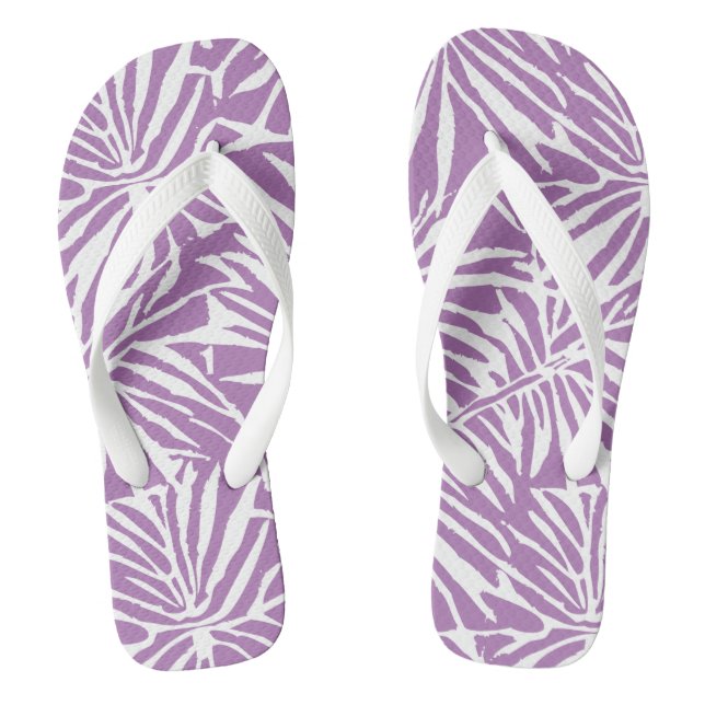 Pale Purple Tropical Leaf Repeating Pattern Jandals (Footbed)