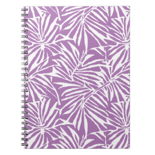 Pale Purple Tropical Leaf Repeating Pattern Notebook