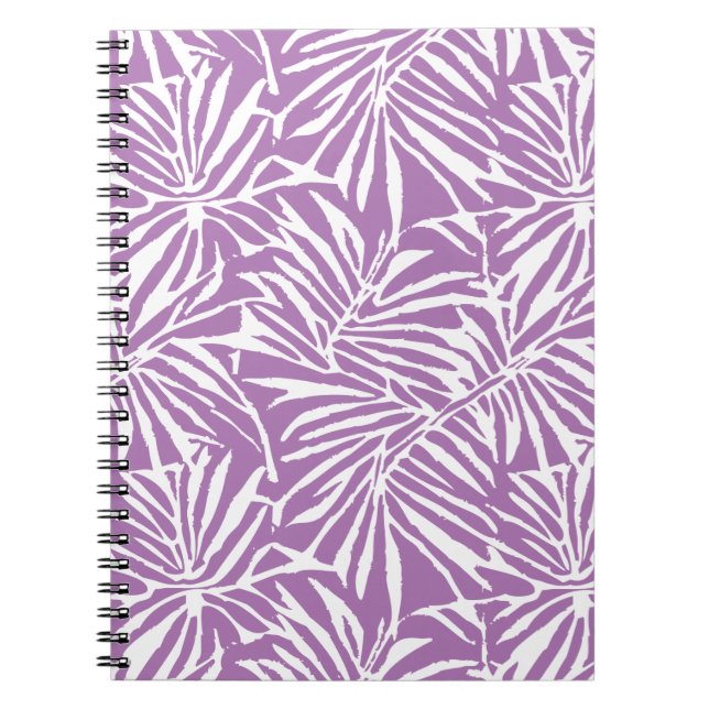 Pale Purple Tropical Leaf Repeating Pattern Notebook (Front)