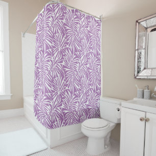 Pale Purple Tropical Leaf Repeating Pattern Shower Curtain