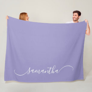 Pale Purple White Classy Curved Swash Signature Fleece Blanket
