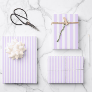Pale Purple & White Stripes Wrapping Paper Sheet