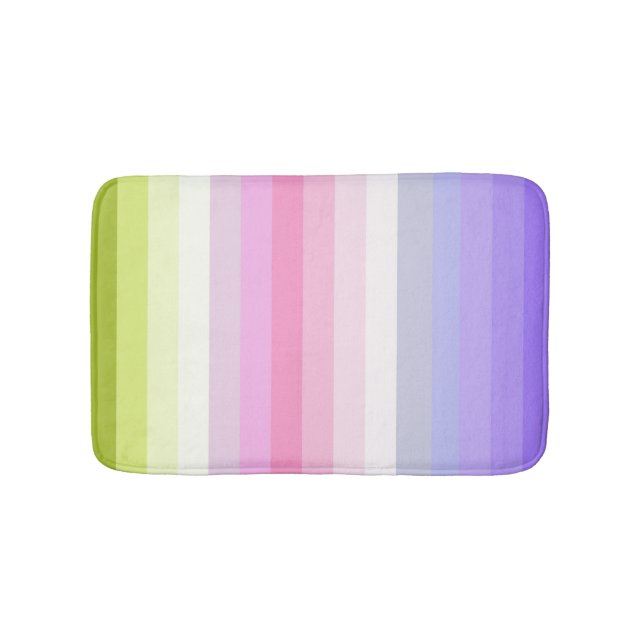 Pale Rainbow Stripes Bath Decor Bath Mat (Front)