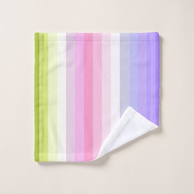 Pale Rainbow Stripes Bath Decor Wash Cloth (Wash Cloth)