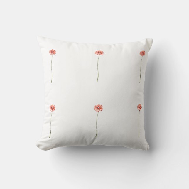 Pale Red Chrysanthemum Flower Cushion (Front)