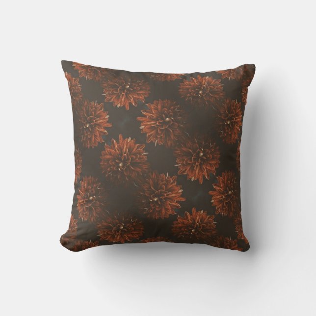 Pale Red Chrysanthemum Flower Cushion Throw Pillow (Front)