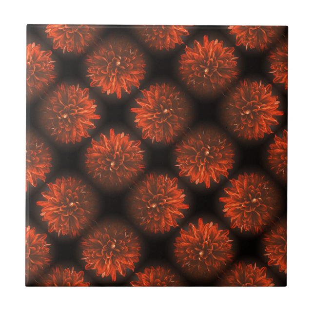 Pale Red Chrysanthemum Flower Pattern Tile (Front)