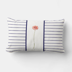 Pale Red Gerbera Daisy Flower Stripe Cushion