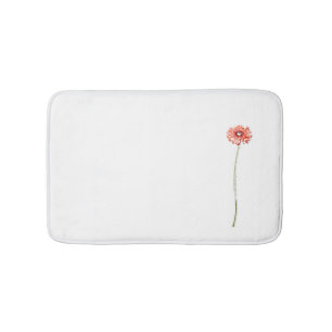 Pale Red Gerbera Flower Bath Mat
