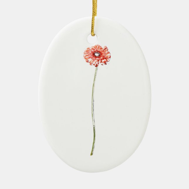 Pale Red Gerbera Flower Ceramic Tree Decoration (Front)