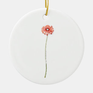 Pale Red Gerbera Flower Ceramic Tree Decoration