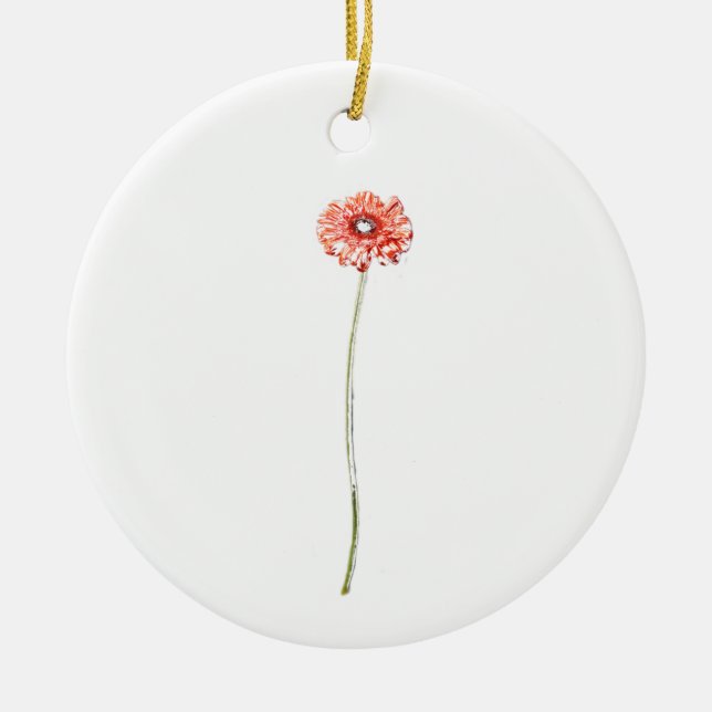 Pale Red Gerbera Flower Ceramic Tree Decoration (Front)