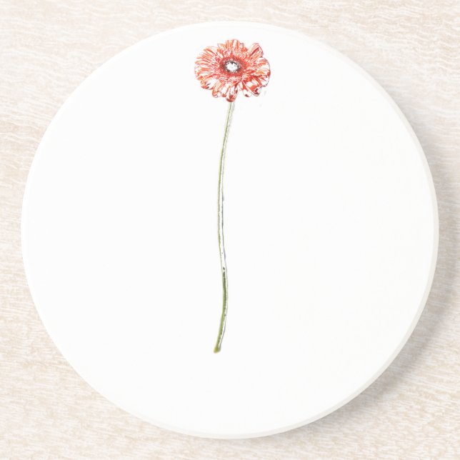 Pale Red Gerbera Flower Coaster (Front)
