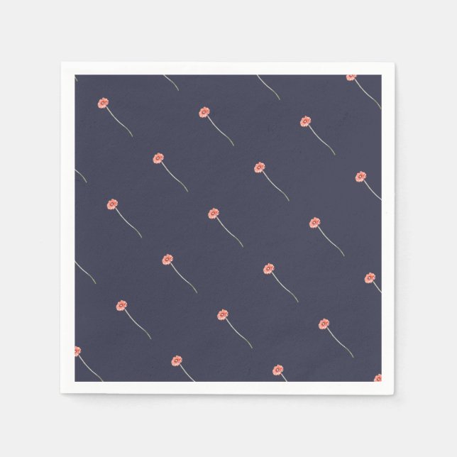 Pale Red Gerbera Flower Napkin (Front)