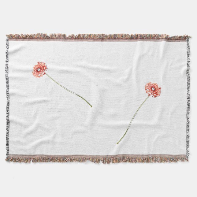 Pale Red Gerbera Flower Throw Blanket (Front)