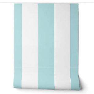 Pale Robin Egg Blue on White stripes Wallpaper