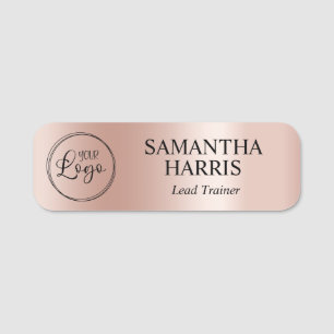 Pale Rose Gold Shimmer Logo Name Tag