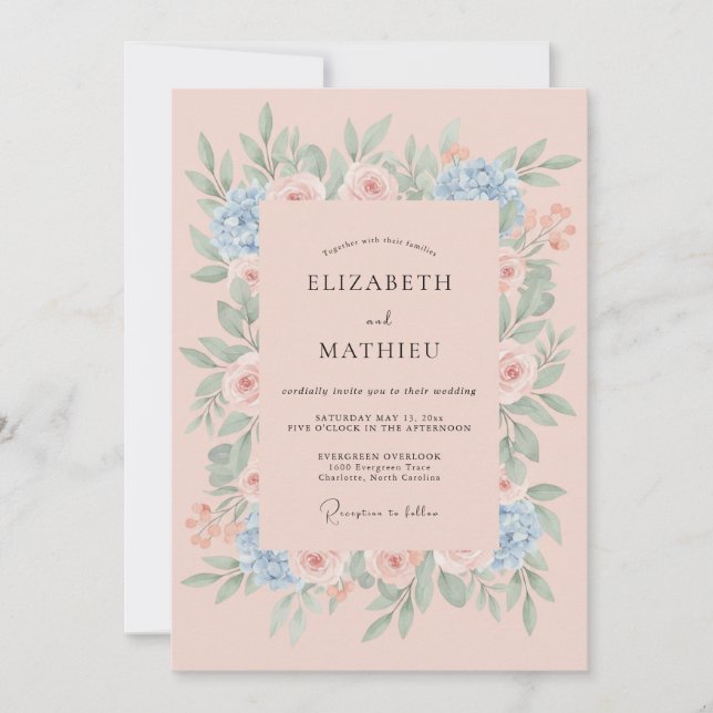 Pale Rose Lush Spring Wedding Invitation (Front)