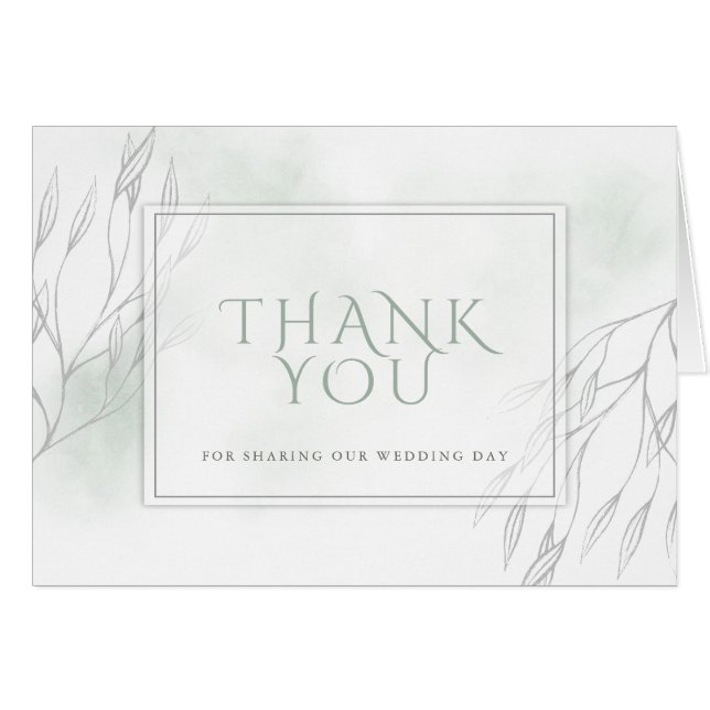 Pale Sage Green Watercolor and Grey Willow Branch (Front Horizontal)