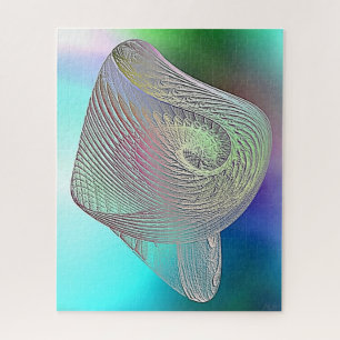 Pale Sea Fossl on Blue and Aqua Jigsaw Puzzle