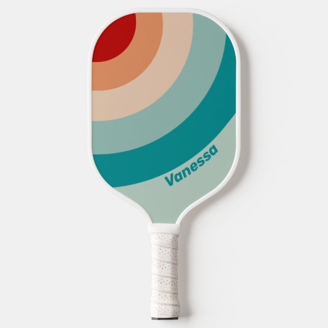 Pale Seaglass Circle Stripe with Name Pickleball Paddle (Front)