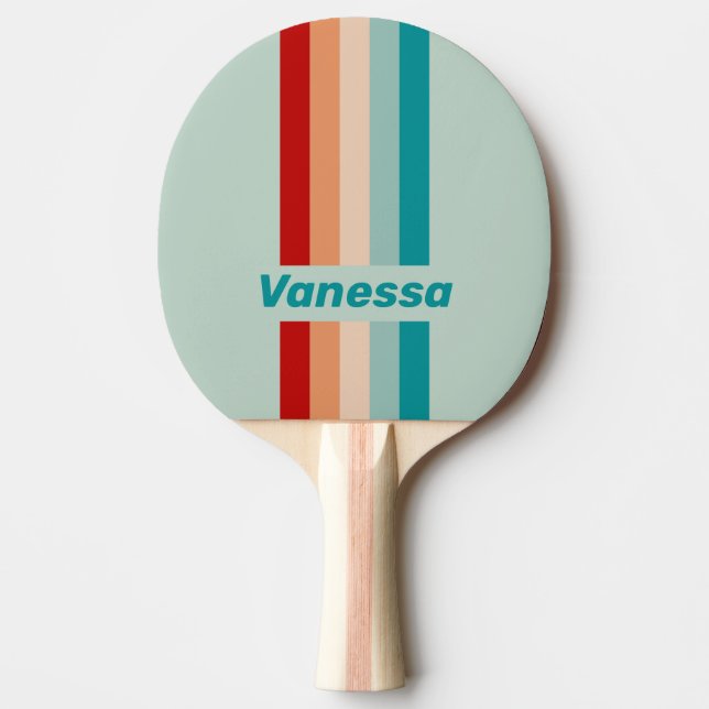 Pale Seaglass Pin Striped with Name Ping Pong Paddle (Front)