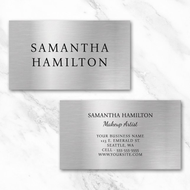Pale Silver Grey Gradient Glam Business Card (Pale Silver Grey Gradient Glam Business Card)