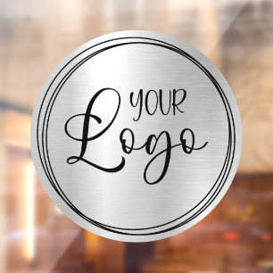 Pale Silver Grey Metallic Look Circle Logo