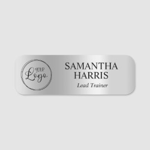Pale Silver Shimmer Logo Name Tag