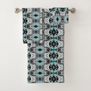 Pale silver to clear blue rapport in virtual style bath towel set