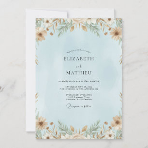 Pale Sky Pampas Eucalyptus Wedding Invitation