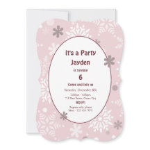 Pale Snow Winter Birthday Party  Invitation