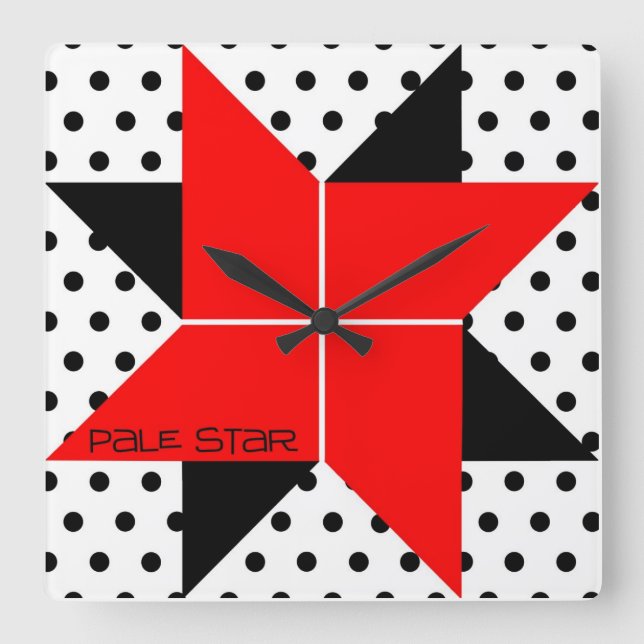 Pale Star Square Wall Clock (Front)