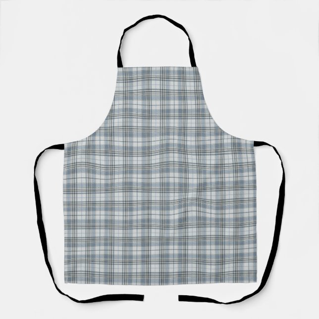  Pale Tan and White Large Check Plaid Apron (Front)