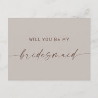 Pale Taupe Bridesmaid Proposal. Neutral Minimalist