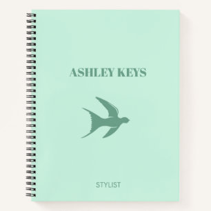 Pale teal elegant bird notebook