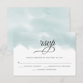 Pale Teal Green Watercolor RSVP Card
