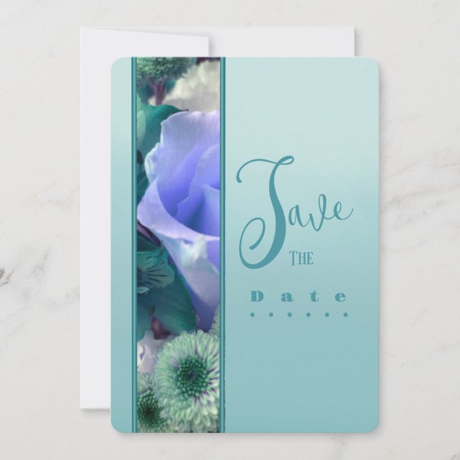 Pale Teal Rose Birthday Party Invitation (Front)