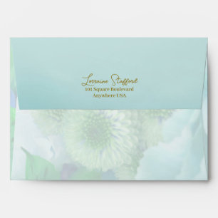 Pale Teal Rose Floral Envelope