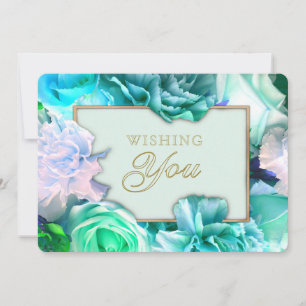 Pale Teal Rose Secret Gardens Birthday Card