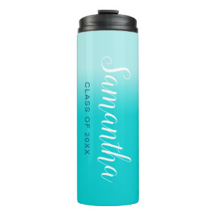 Pale to Dark Turquoise Gradient Senior Year Thermal Tumbler