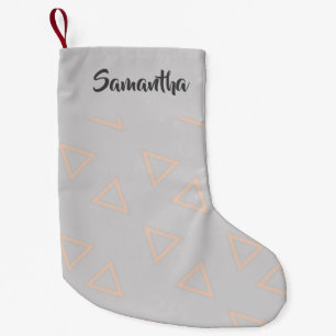 Pale triangles on grey small christmas stocking