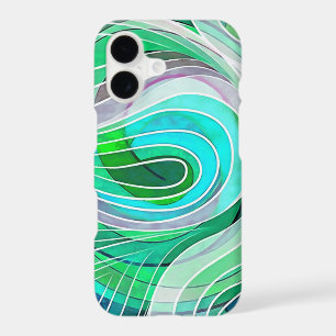 Pale Turquoise and Aqua Doodle With White Lines
