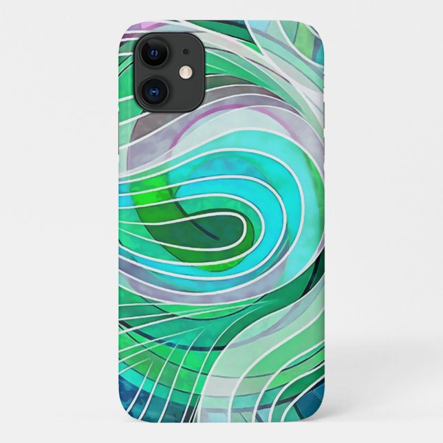 Pale Turquoise and Aqua Doodle With White Lines Case-Mate iPhone Case (Back)