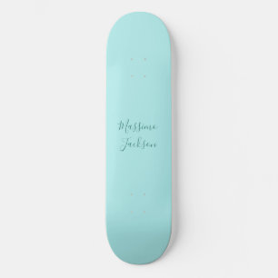 Pale Turquoise Minimalist Add Name Personalised Skateboard