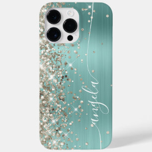 Pale Turquoise Platinum Glittery Glam Signature Case-Mate iPhone 14 Pro Max Case