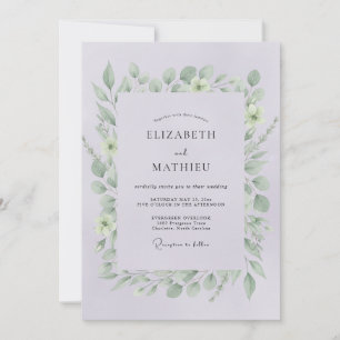 Pale Violet Leafy Wedding Invitation