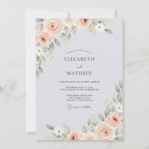 Pale Violet Ranunculus Eucalyptus Wedding Invitation