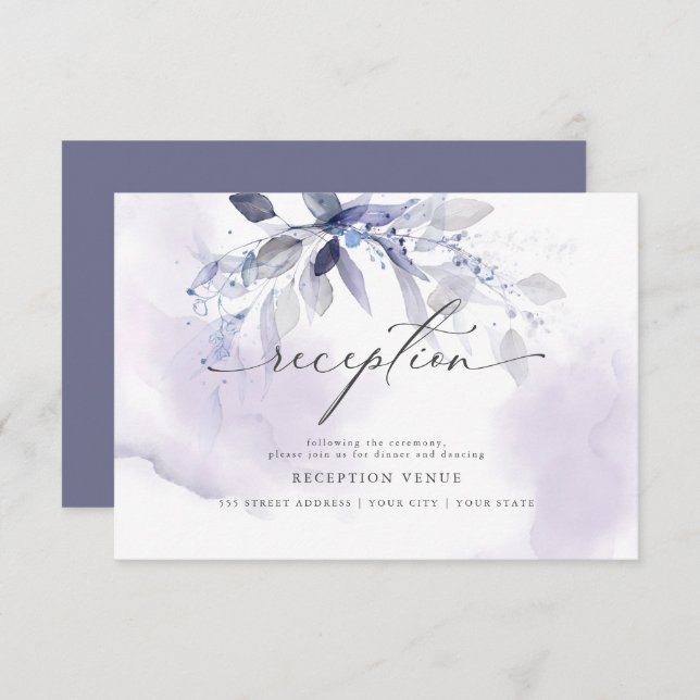 Pale Violet Watercolor Reception Invitation (Front/Back)